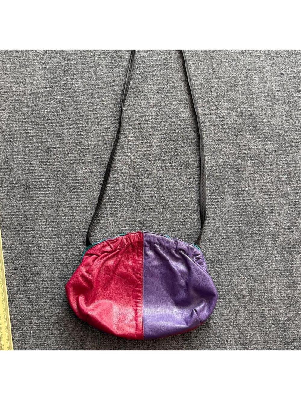 Vintage color block genuine leather made in USA handbag